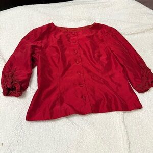 Talbots Red Silk Blouse